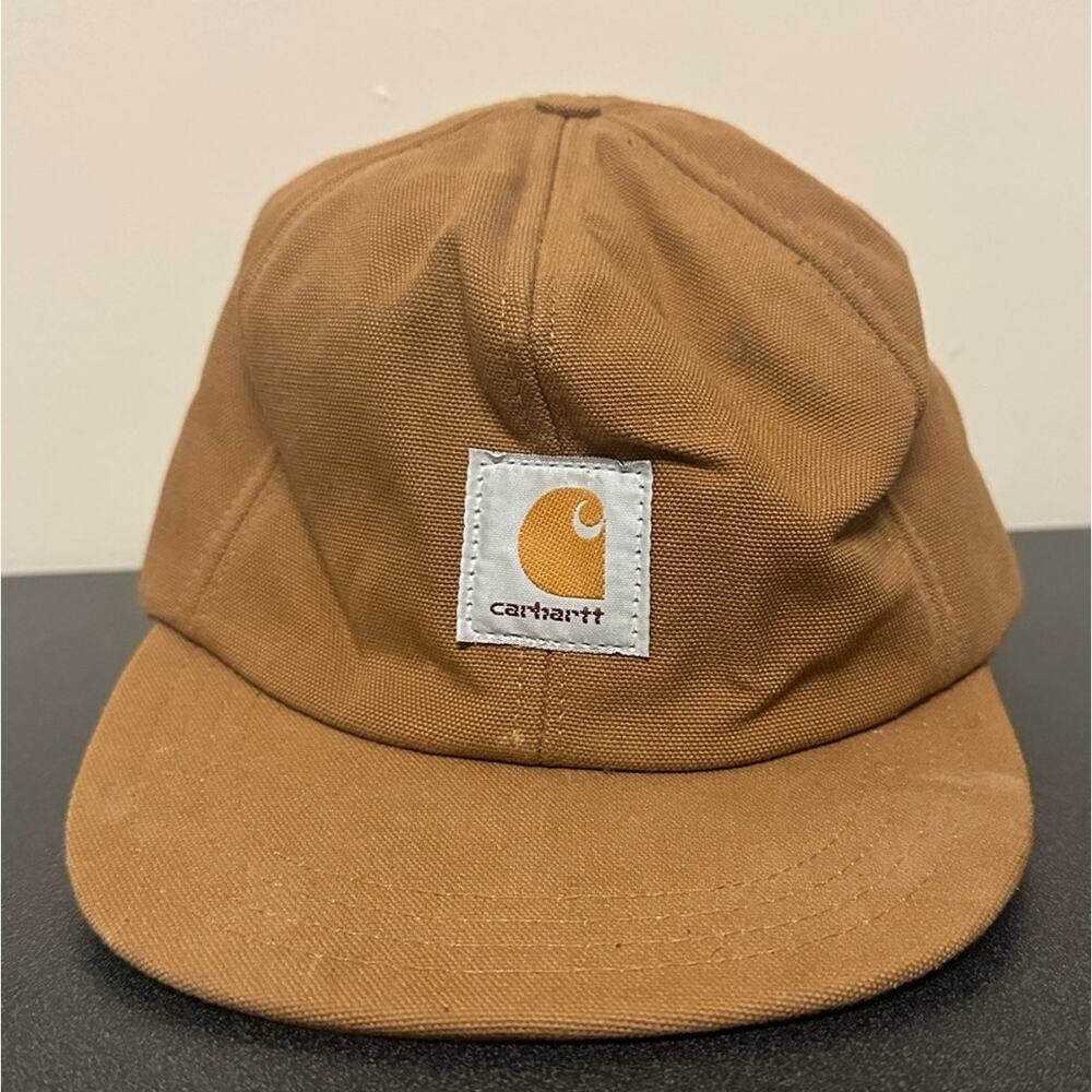 Vintage Carhartt S Tan Thermolite Ear Flap Winter Cap Quilted Lined Hat USA - Picture 1 of 10